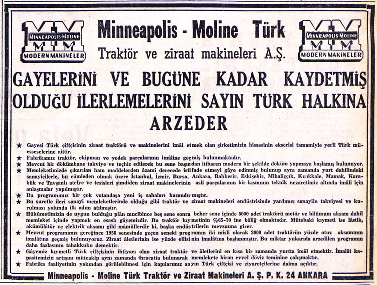 Minneapolis-Moline Türk Traktör ilanı